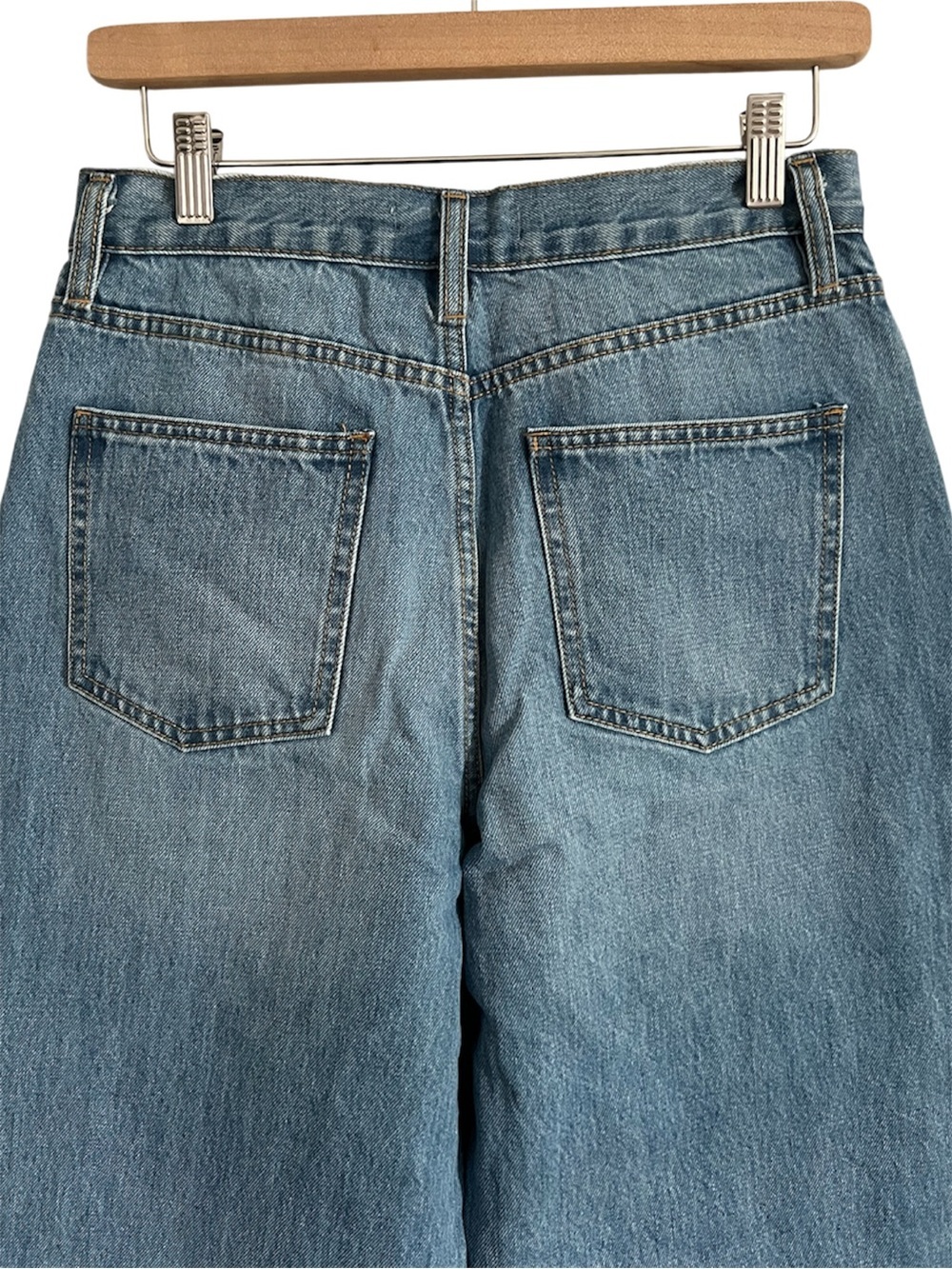 Oak + Fort Wide Leg Jeans Split Hem High Rise Organic Cotton Size 28 - Picture 4 of 8